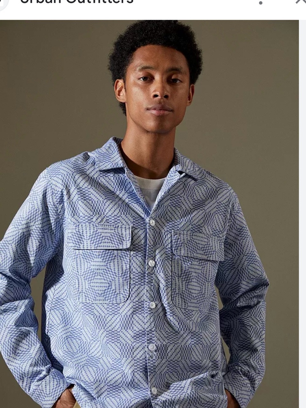 Urban Outfitters Men's Light Blue Geometric Shirt Jacket